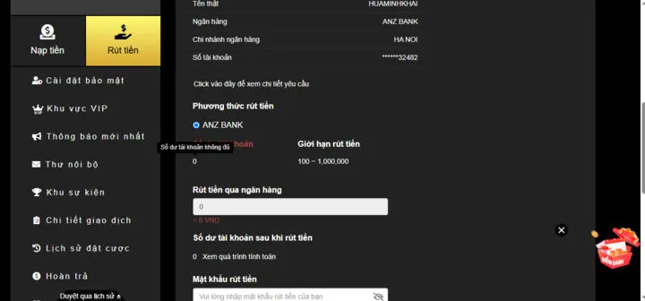 Câu hỏi về quá trình rút tiền King88