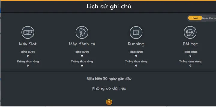 Bảng lịch sử cược chi tiết trong game Áo bài tối cao King88