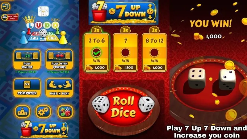 Giao diện game 7 up 7 down King88 với hai viên xúc xắc trong lọ thủy tinh